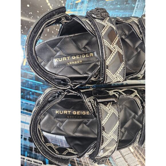 KURT GEIGER London Orson Quilted Leather Slingback Sandals Black/White Size 7.5 - Picture 4 of 11